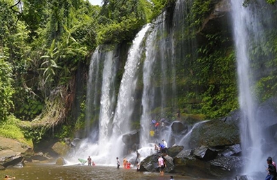 Kulen hill 1000 Shiva Lingas Natural waterfall  Beng Mealea Temple Deep jungle explorations One day tour